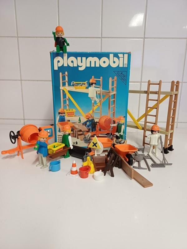 Vintage Playmobil bouwvakkers en steiger