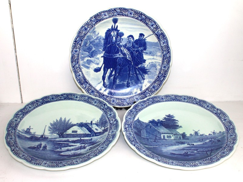 Trio wandborden Delfts Blauw