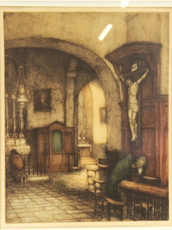 Grafiek 'Gebed in de kerk' - Albert Geudens (1869-1949)