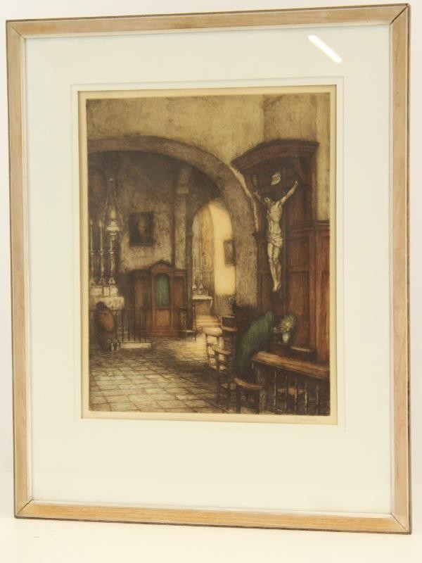 Grafiek 'Gebed in de kerk' - Albert Geudens (1869-1949)