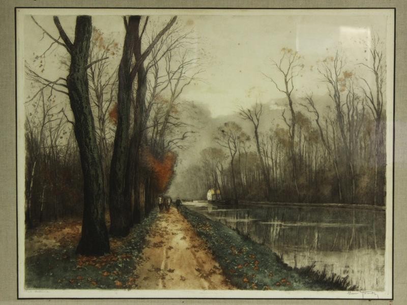 Grote kleurenets 'Canal en automne' - Henri Jourdain (1863-1931)