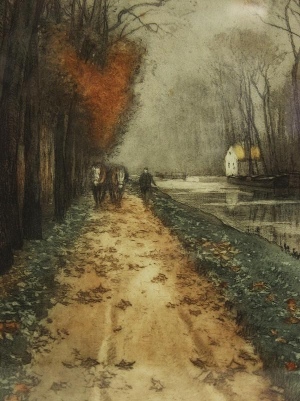 Grote kleurenets 'Canal en automne' - Henri Jourdain (1863-1931)