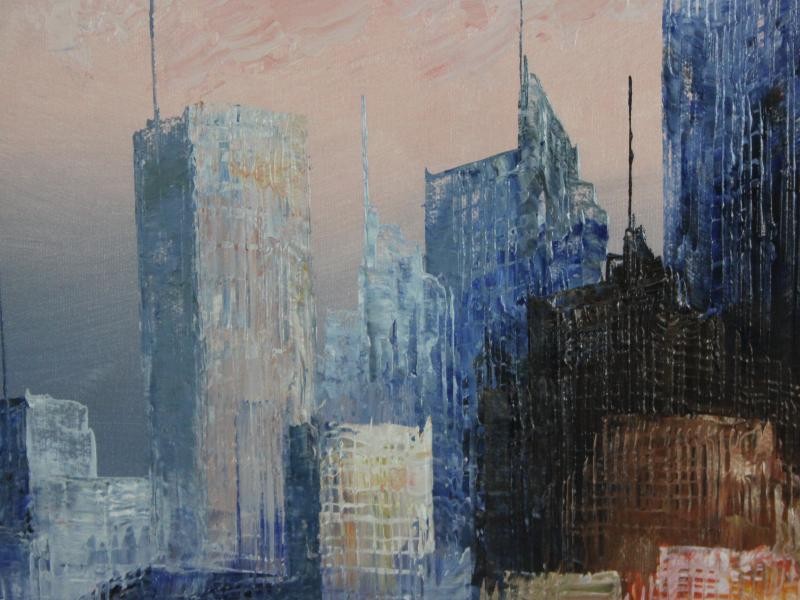 Olieverfschilderij met skyline - James Belton Bonsall (1926–1999)