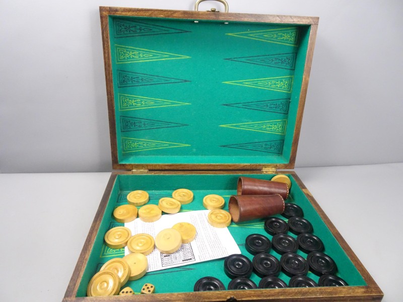 Vintage backgammon spel (compleet)