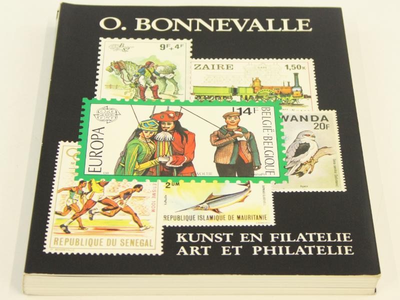 Duo boeken van Oscar Bonnevalle - Kunst en Filatelie, deel 1 en deel 2