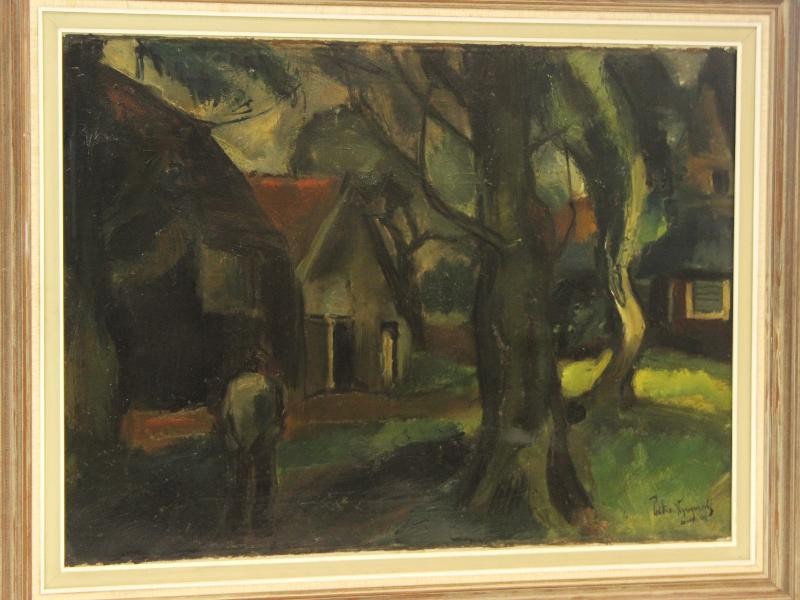 Olieverfschilderij 'Landschap Amstelweg' - Piet van Wijngaerdt (1873-1964)