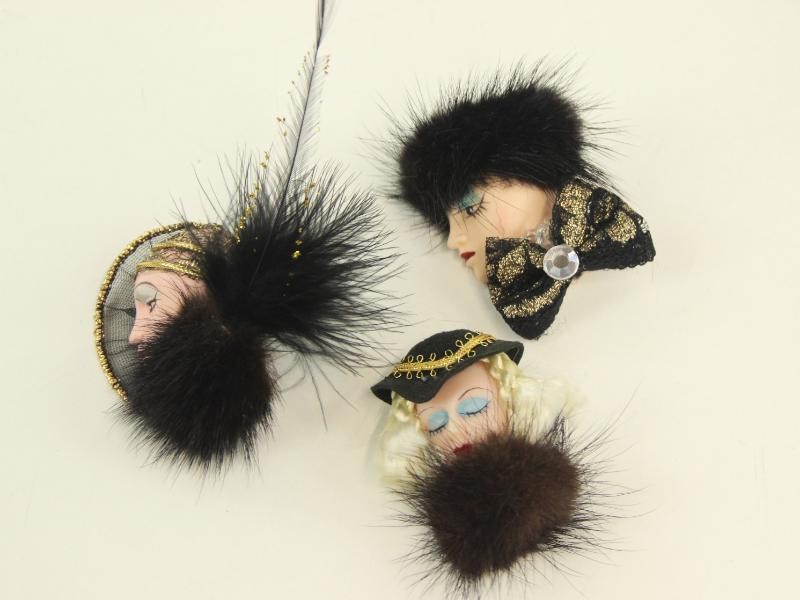 3 Prachtige broches, vintage fur girls - handwerk