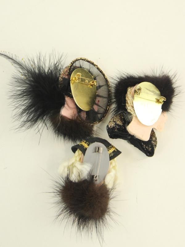 3 Prachtige broches, vintage fur girls - handwerk