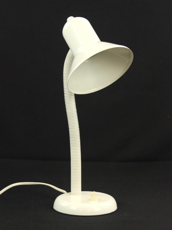 Vintage bureaulamp met zwanen nek - wit