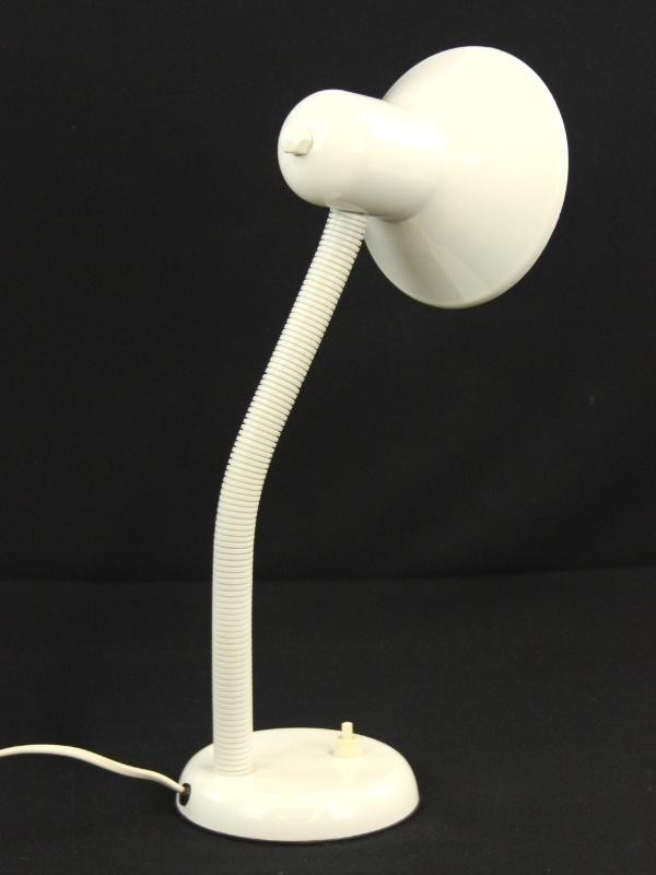 Vintage bureaulamp met zwanen nek - wit