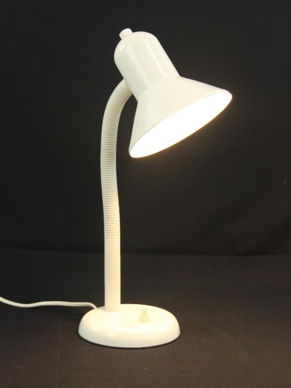 Vintage bureaulamp met zwanen nek - wit