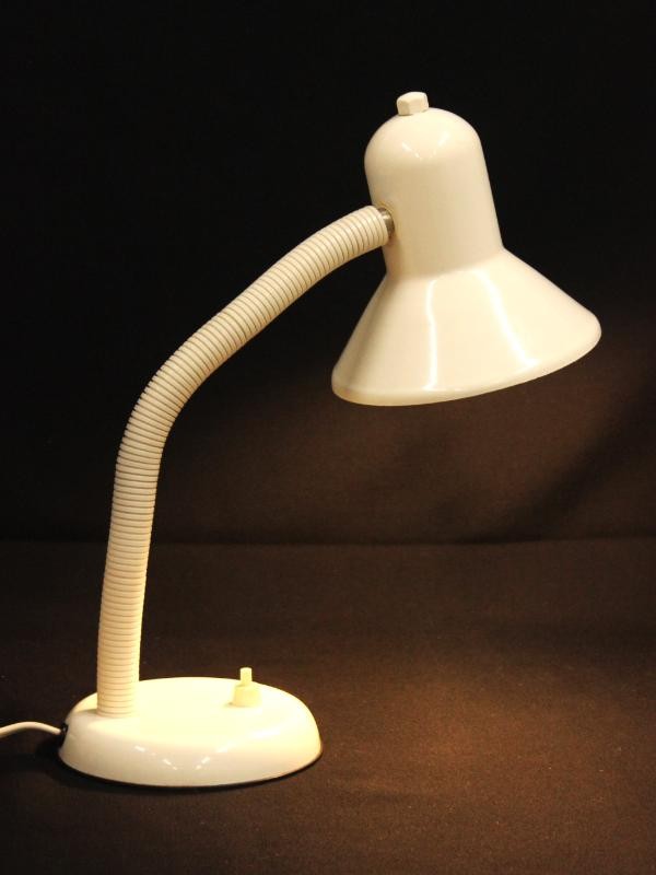 Vintage bureaulamp met zwanen nek - wit