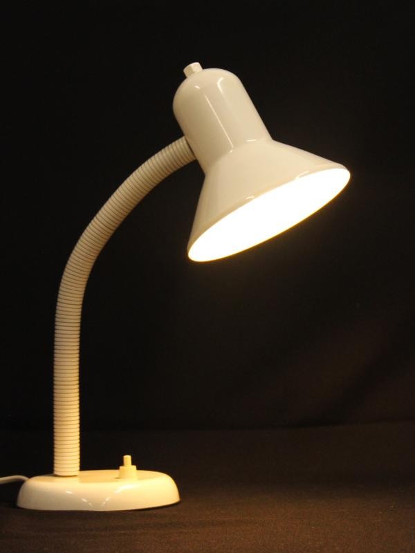 Vintage bureaulamp met zwanen nek - wit