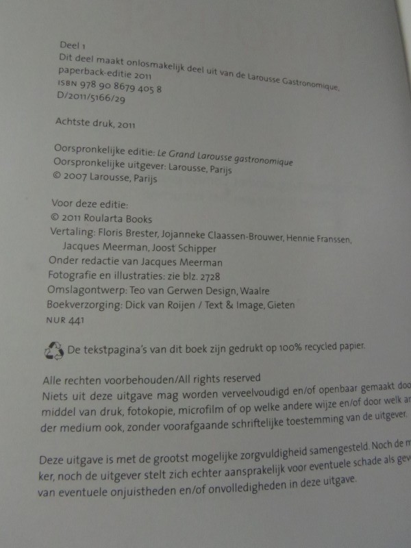 De grote Larousse gastronomique (Nederlandstalig)