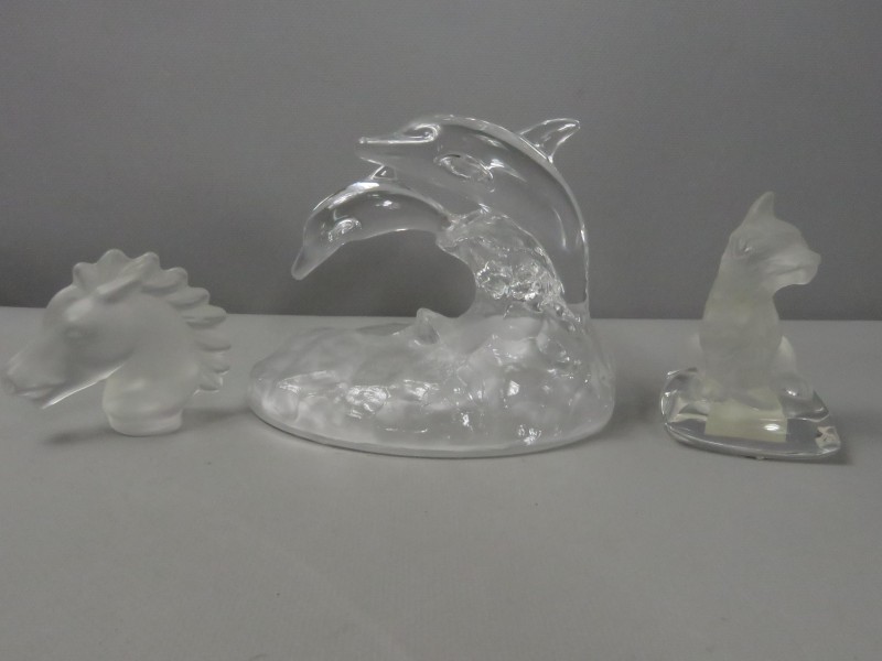 Set glazen dier figuren 3 stuks