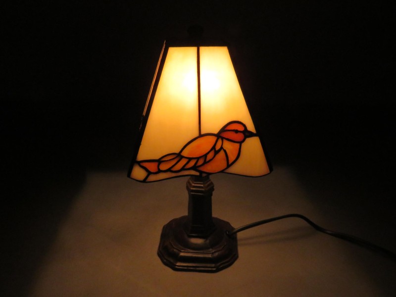 Vogel lamp in Tiffany stijl (getest en werkt)