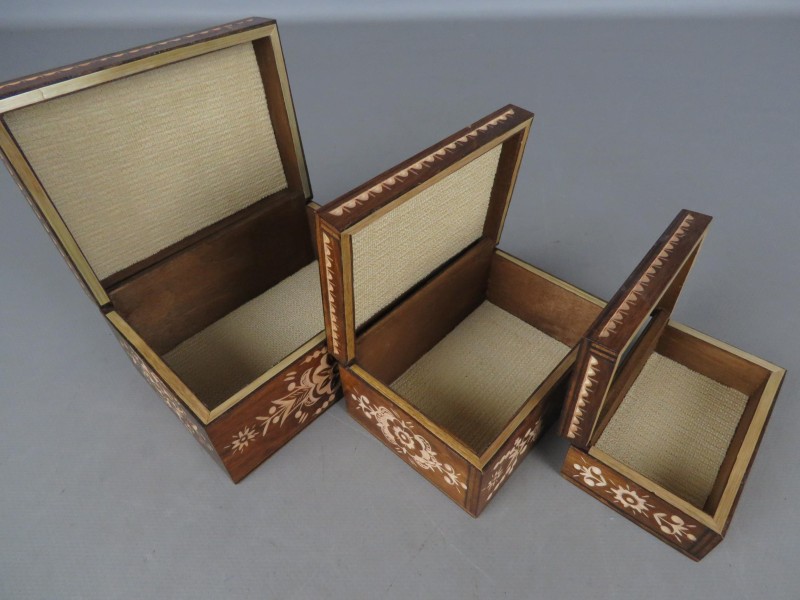 Trio houten opbergdoosjes