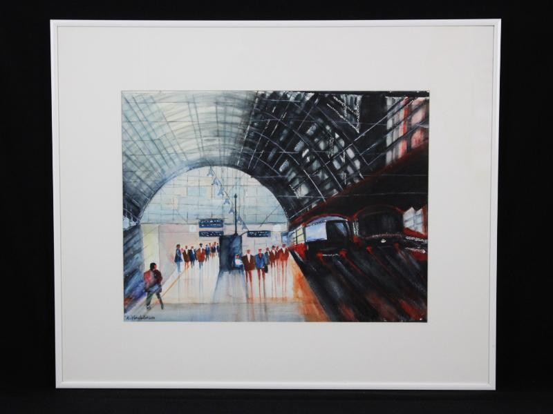 Aquarel 'Centraal Station van Antwerpen' - Rik Vendelmans