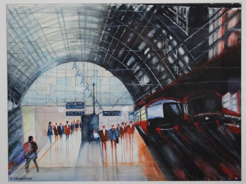 Aquarel 'Centraal Station van Antwerpen' - Rik Vendelmans