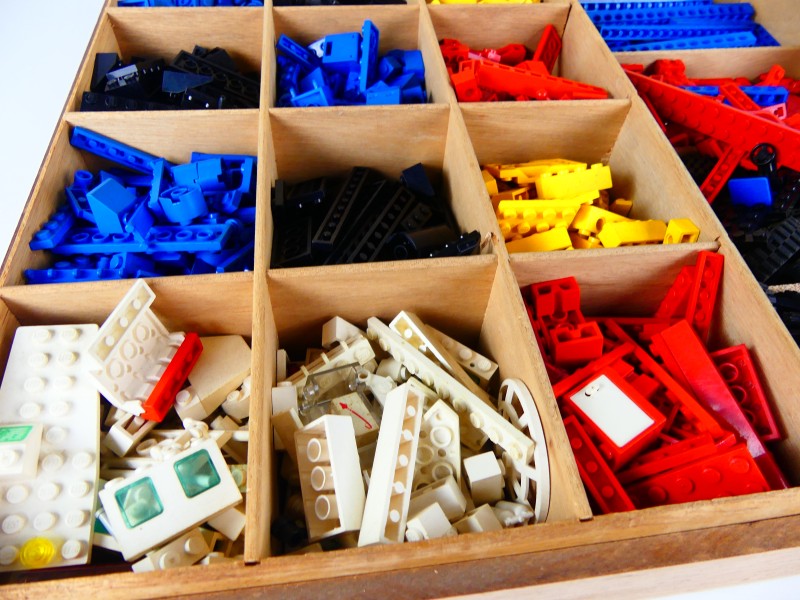 Vintage houten doos Lego.