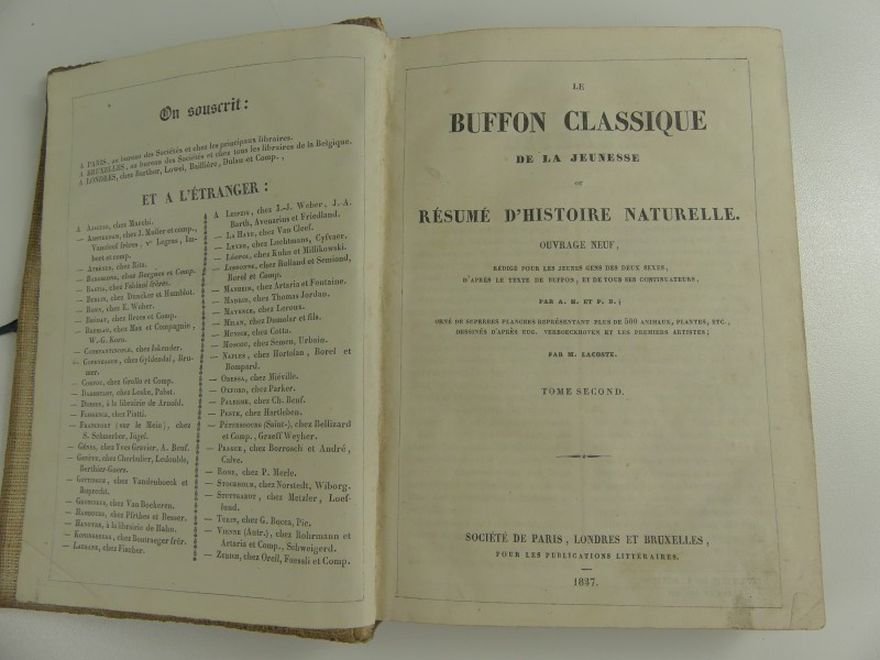 Le Buffon Classique de la Jeunesse/Tome second - Résumé D`Histoire Naturelle 1837 M. Lacoste