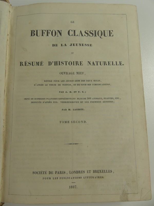 Le Buffon Classique de la Jeunesse/Tome second - Résumé D`Histoire Naturelle 1837 M. Lacoste