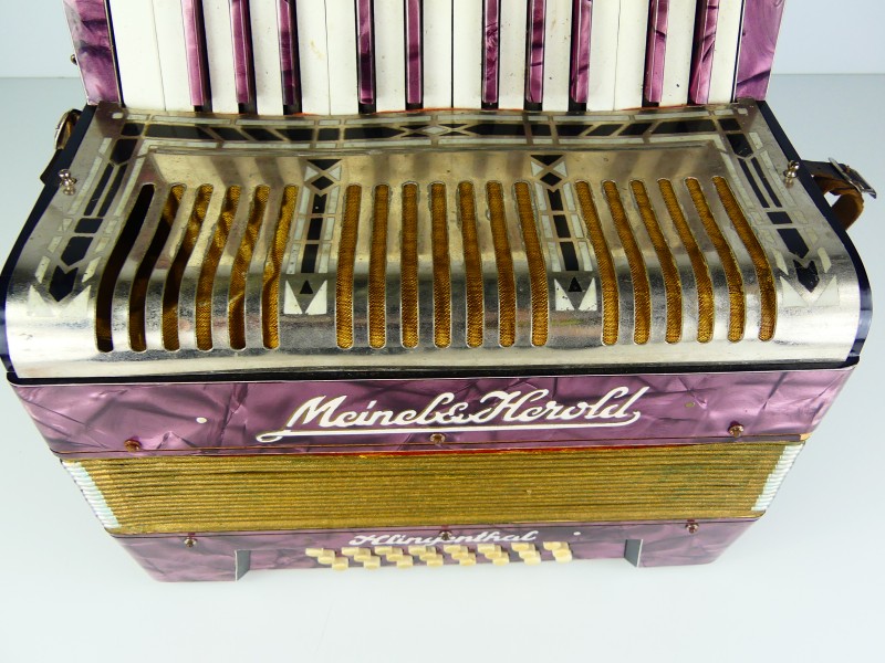 Zeldzame Duitse accordeon Meinel & Herold Klingenthal + originele koffer