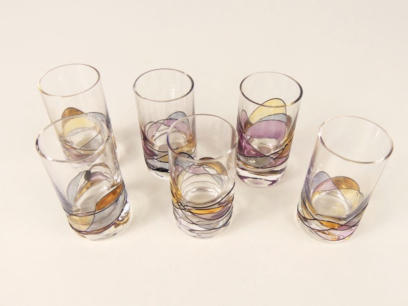 Vintage set van 6 shotjes glazen