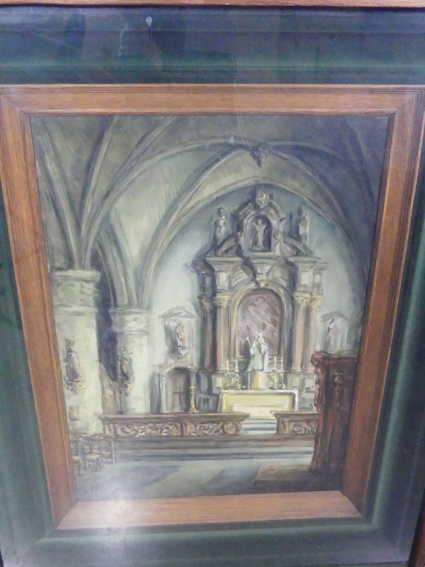 Groot schilderij Paul Victor Maes - Kerk Groot -Begijnhof Leuven (Voor 1960)