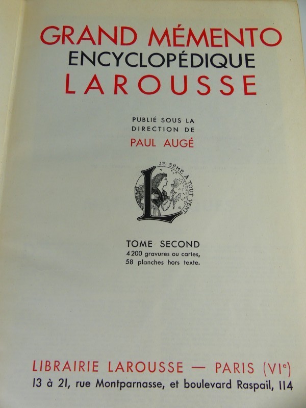 Grand Memento Encyclopedique Larousse 2 Delen - 1936-37