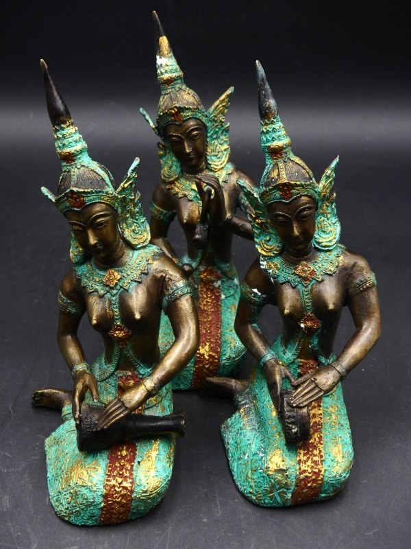 3 Vintage muziekspeler beeldjes Thailand