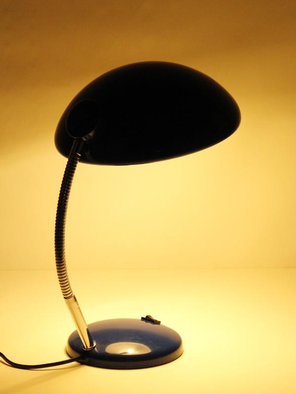 Blauwe bureaulamp Massive jaren 70