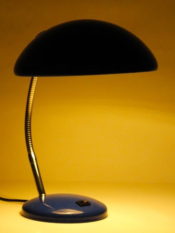 Blauwe bureaulamp Massive jaren 70