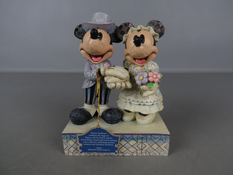 Disney "Mickey & Minnie Mouse trouw" houten beeldje