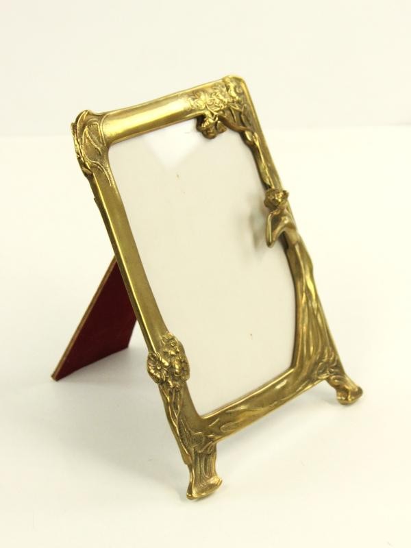 Elegante, vintage, metalen fotokader - art nouveau