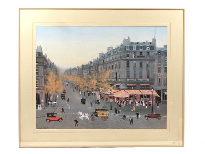 Vintage schilderij 'Les Grands Boulevards' - Michel Delacroix