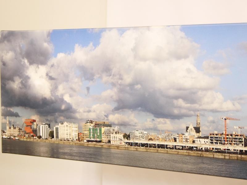 De knappe Antwerpse skyline - Gedrukte foto op canvas (3 m lang)