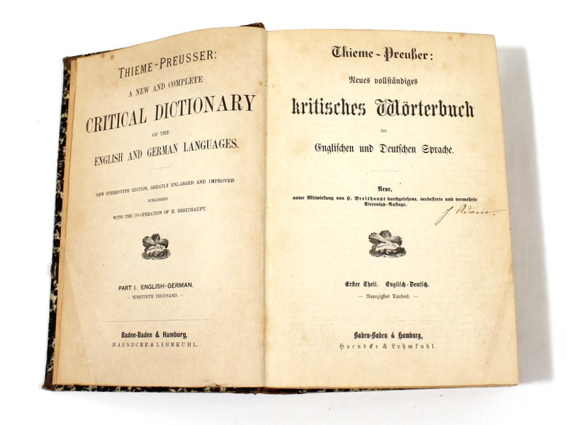 Antiek Thieme woordenboek Duits/Engels