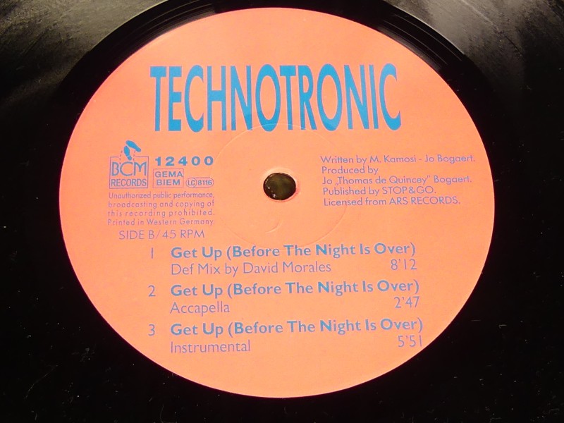 12'' - Technotronic – Get Up! (Before The Night Is Over)