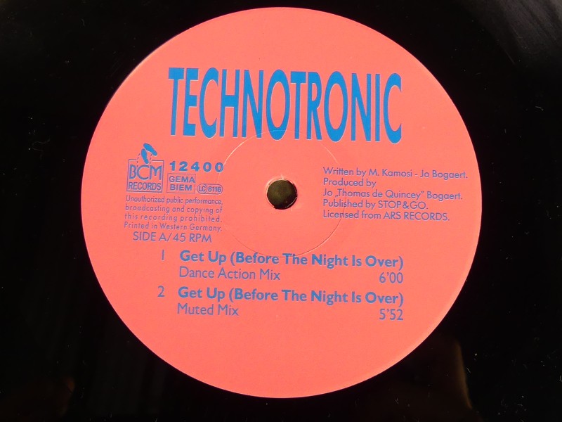 12'' - Technotronic – Get Up! (Before The Night Is Over)