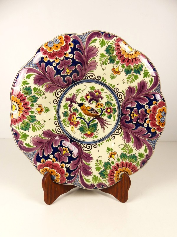 Vintage decoratie bord - Delfts Polychrome