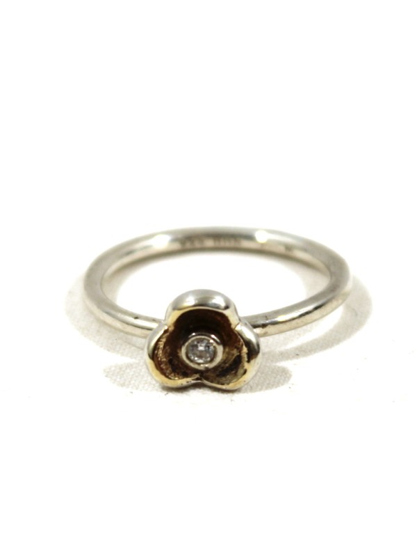 925 Zilveren Ring met Bloem