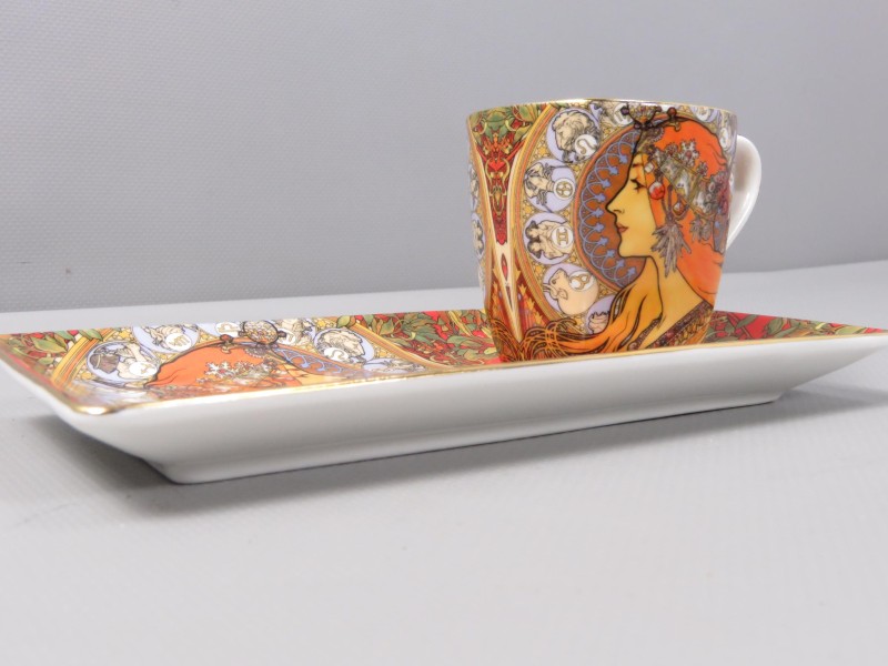 Espresso tas met bord - Alfons Mucha