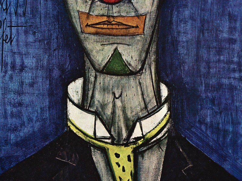 Lithografie schilderij "Clown Head" van Bernard Buffet - 1955