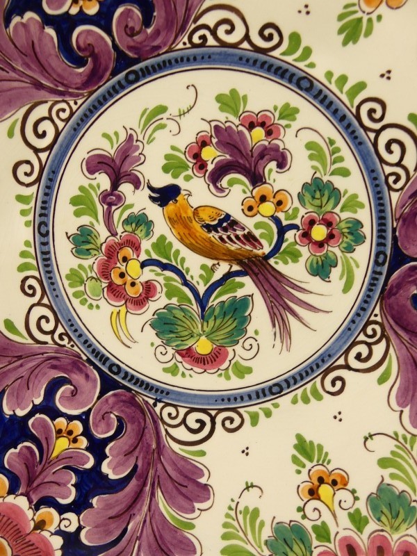 Vintage decoratie bord - Delfts Polychrome