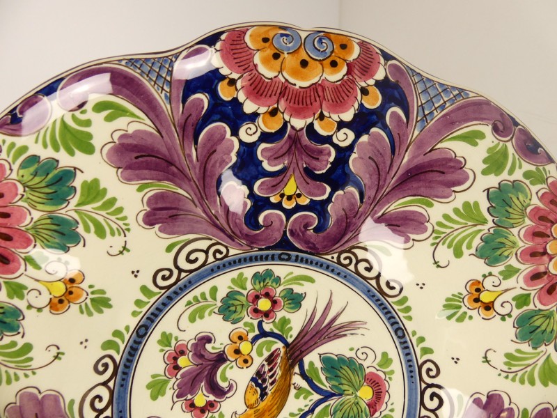 Vintage decoratie bord - Delfts Polychrome