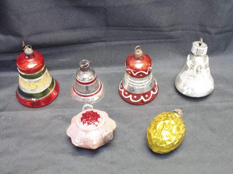 Vintage kerstballen- Klokken- 6 stuks (Art. 1243)