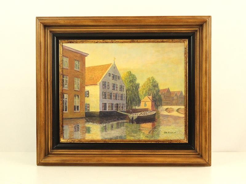 Mooi werk van De Boeck - acryl op paneel - Rustige waterweg - 1999