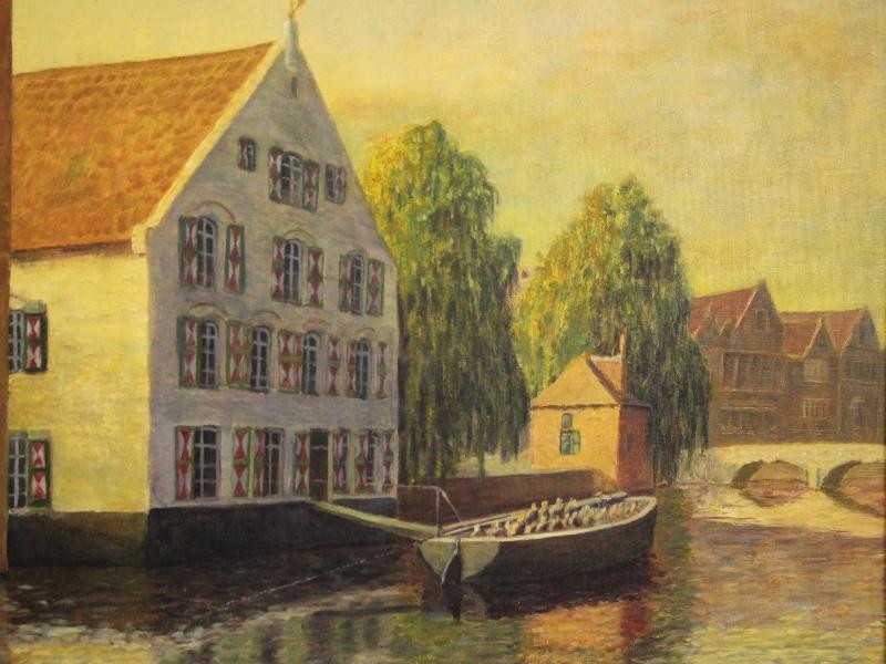 Mooi werk van De Boeck - acryl op paneel - Rustige waterweg - 1999