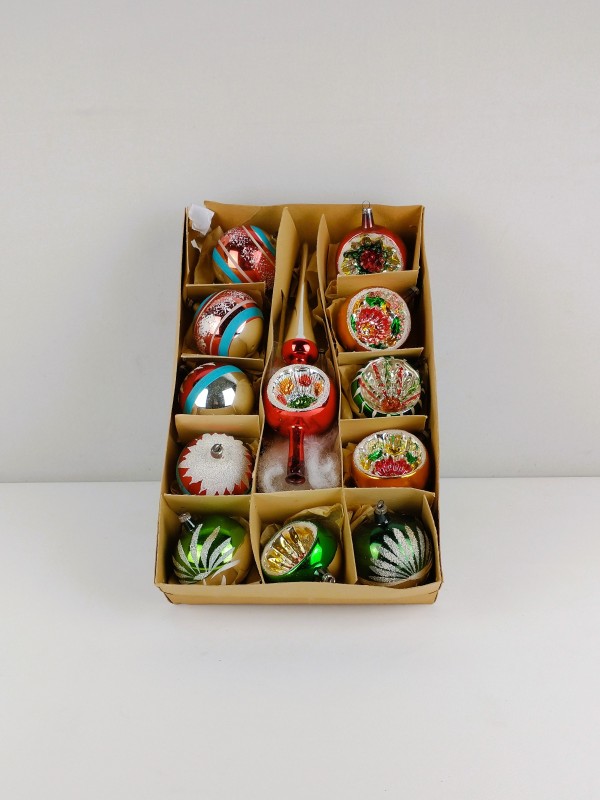 Vintage set van 12 kerst ornamenten